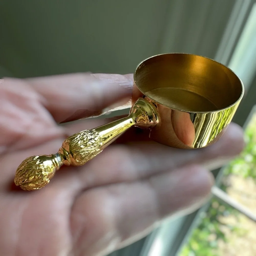 Vintage Zeon Coffee Measure Cup 3.3 Inch 24K GEP Crown Emblem Ornate Handle